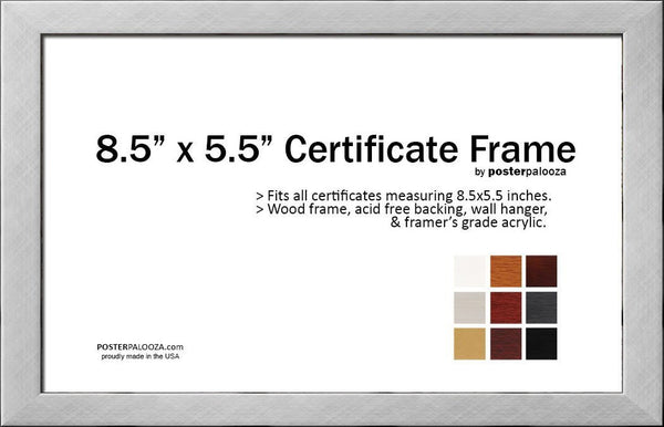 Twelve (12) Pack 8.5" x 5.5" Certificate Frames - Save 20%!